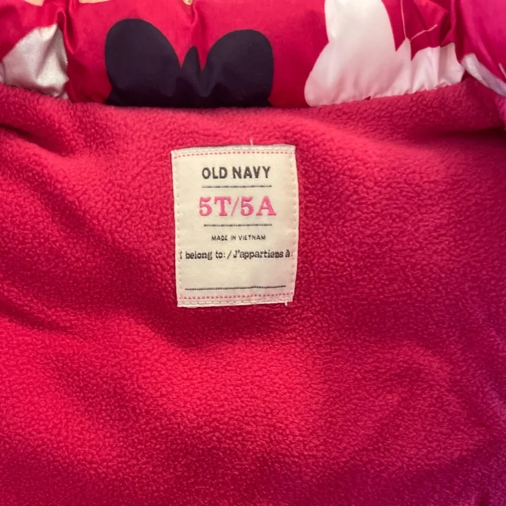 Old Navy Toddler Girls butterfly Red and Pink Puffer Vest 5T